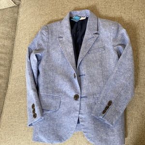 Linen and cotton light blue chambray blazer